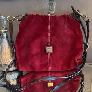 Dooney & Bourke Red Suede Crossbody Shoulder Bag